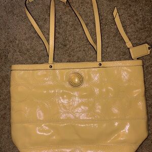 Coach Yellow Patent Leather Signature Tote